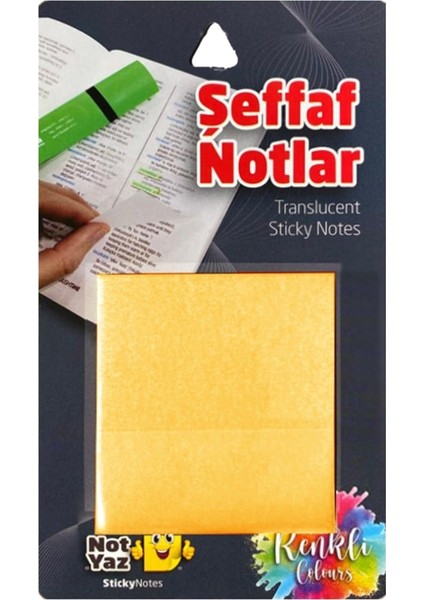 Şeffaf Turuncu Yapışkanlı Not Kağıdı 75X75MM 50 Yaprak