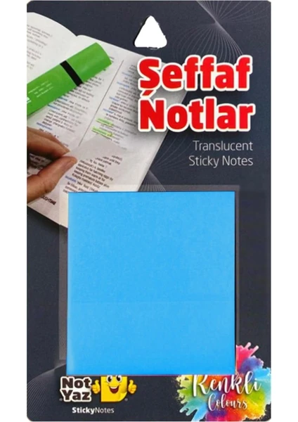 Şeffaf Mavi Yapışkanlı Not Kağıdı 75X75MM 50 Yaprak