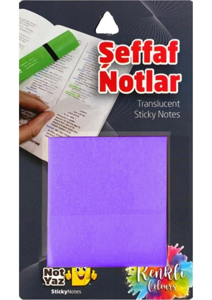 Şeffaf Mor Yapışkanlı Not Kağıdı 75X75MM 50 Yaprak