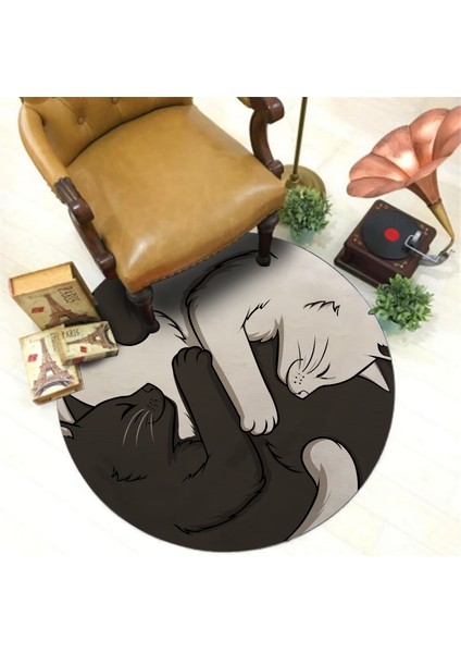 Yin Yang Kedi Yoga Meditasyon Minderi Kedi Paspası Kedi Desenli Salon Halısı Dekoratif Halı modelleri