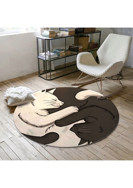 Yin Yang Kedi Yoga Meditasyon Minderi Kedi Paspası Kedi Desenli Salon Halısı Dekoratif Halı fırsatları