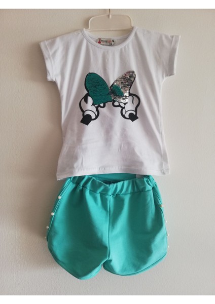 Mınnıe Baskılı Pul Payetli Inci Detaylı Şortlu Takım fiyatları