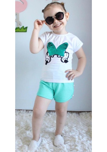 Mınnıe Baskılı Pul Payetli Inci Detaylı Şortlu Takım indirimleri