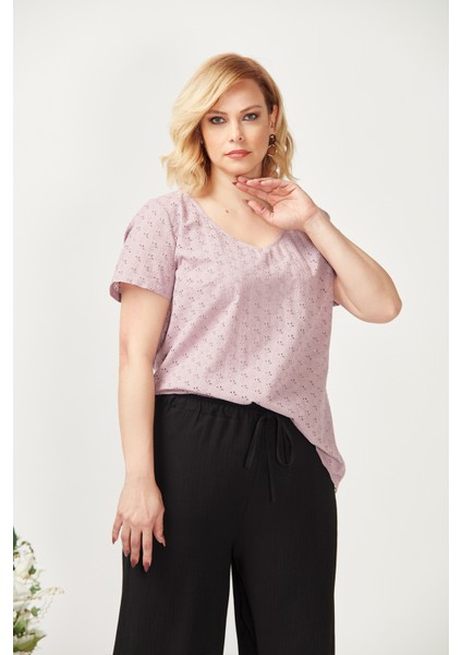 3249 Omuz Fırfırlı Şifon Büyük Beden Şık Bluz Sarı