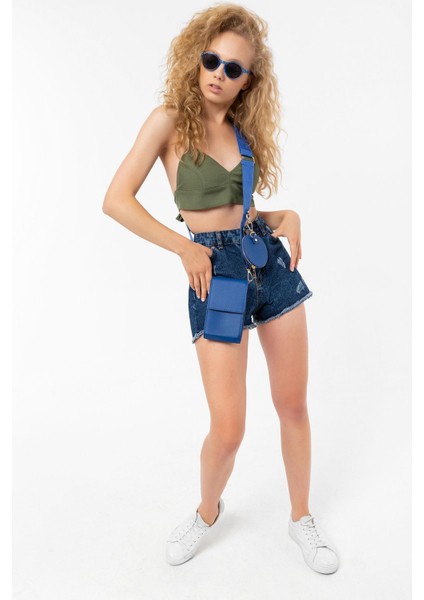 Cüzdan Detaylı Üç Bölmeli Askılı Mini Kadın Çanta