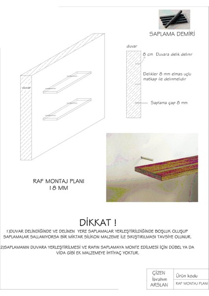 Bmd Mobilya Üçlü Duvar Rafı Kırmızı-Siyah