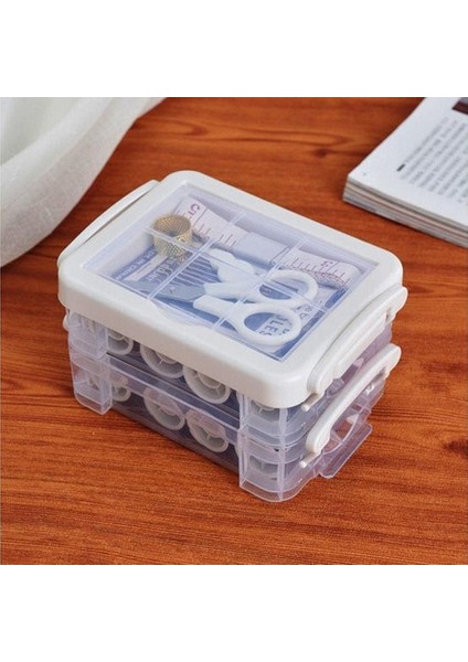 Çift Katlı İğne ve İplik Kutusu İğne ve İplik Seti - Beyaz (Yurt Dışından)