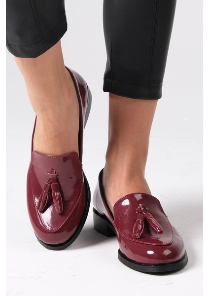 Iris Bordo Rugan Oxford Ayakkabı