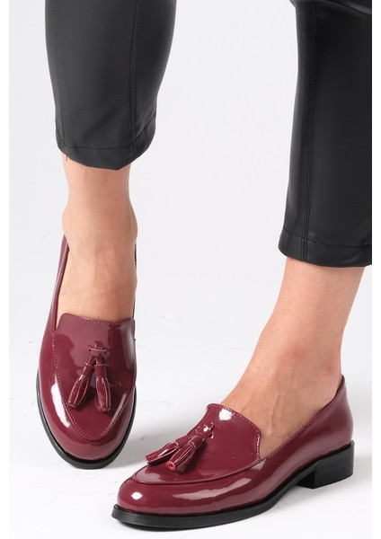 Iris Bordo Rugan Oxford Ayakkabı