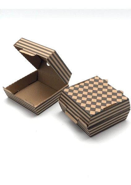 Hamburger Kutusu Kraft 12X12X7 Cips Kutusu Çok Amaçlı Kutu Karton Kutu Pasta Kutusu (10 Adet)