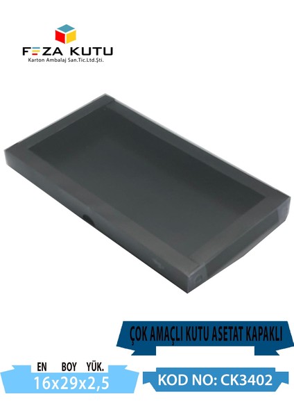 16*29*3 Asetat Kapaklı Çok Amaçlı Kutu Çikolata Kutusu Kurabiye Kutusu Hediyelik Kutu (10 Adet)