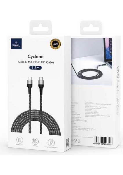 Cyclone F15 Type-C To Type-C Pd Data Kablo 480MBPS 100W 1.5 M