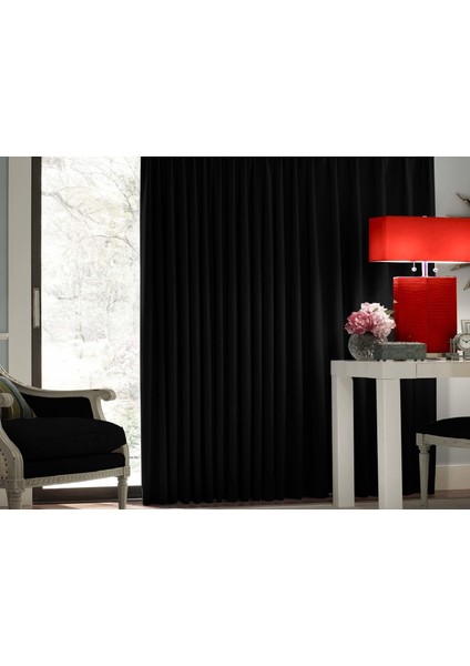 Blackout (Karartma) Fon Perde-Güneşlik Pilesiz Extraforlu Düz Dikim Siyah fırsatları