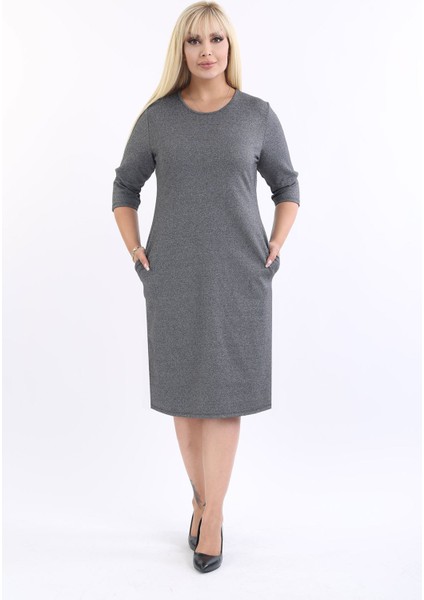 Jakarlı Cepli Kışlık Büyük Beden Elbise 22E-2179 fiyatları