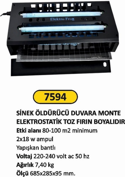 Arı Metal Sinek Öldürücü Duvara Monte Siyah