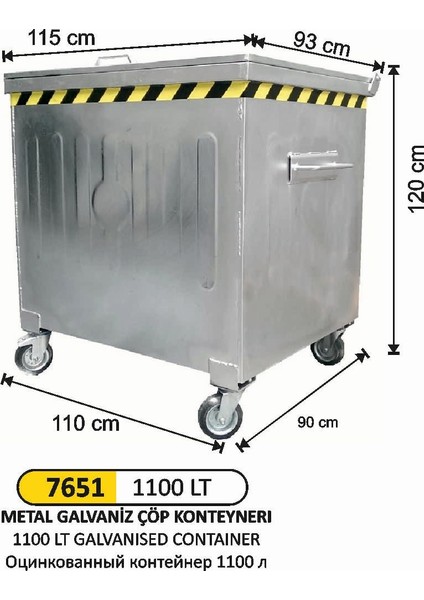 1100 Lt Galvaniz Konteyner