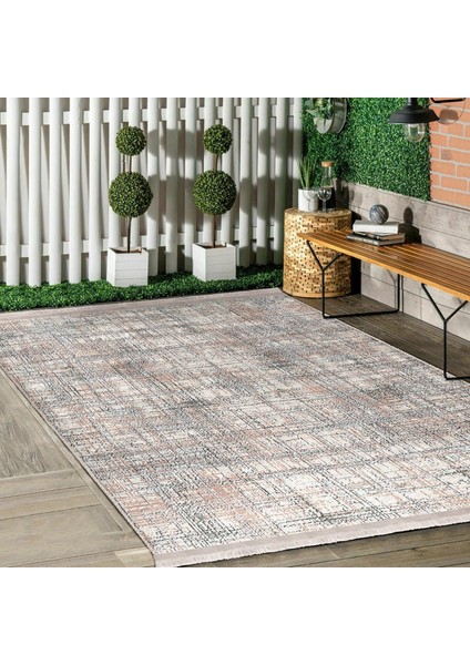 Krem - Ekru Zeminde Otantik Motifli Dokuma Desenli Eskitme Motifli Vintage Dijital Baskılı Makinede Yıkanabilir Kaymaz Taban Saçaklı Halı modelleri