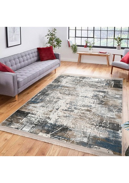 Krem Zeminde Otantik Motifli Dokuma Desenli Eskitme Motifli Vintage Dijital Baskılı Makinede Yıkanabilir Kaymaz Taban Saçaklı Halı modelleri