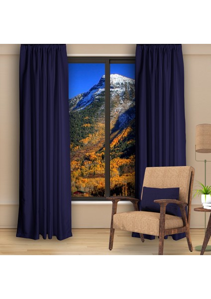 Blackout (Karartma) Fon Perde-Güneşlik Pilesiz Extraforlu Düz Dikim Lacivert fiyatları