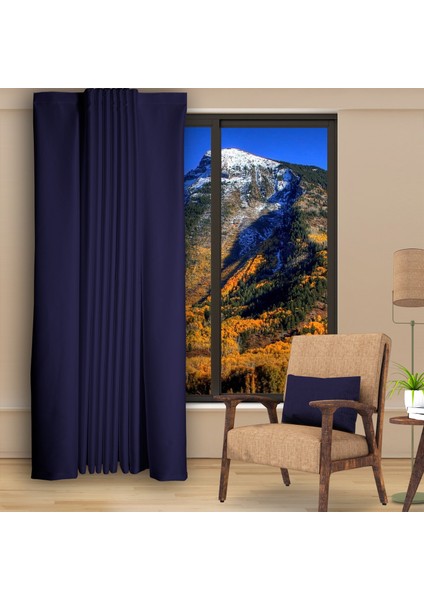 Blackout (Karartma) Fon Perde-Güneşlik Pilesiz Extraforlu Düz Dikim Lacivert modelleri