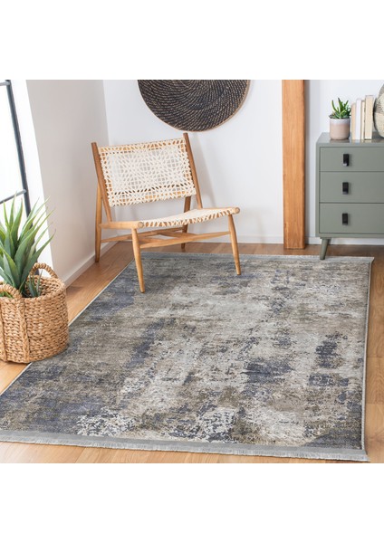 Gri Zeminde Eskitme Motifli Duvar Desenli Vintage Eskitme Motifli Dijital Baskılı Makinede Yıkanabilir Kaymaz Taban Saçaklı Halı fiyatları