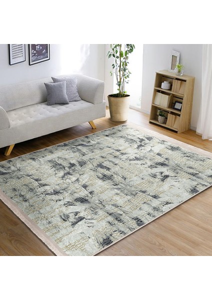 Gri Zeminde Eskitme Motifli Retro Desenli Eskitme Motifli Floral Dijital Baskılı Makinede Yıkanabilir Kaymaz Taban Saçaklı Halı fiyatları