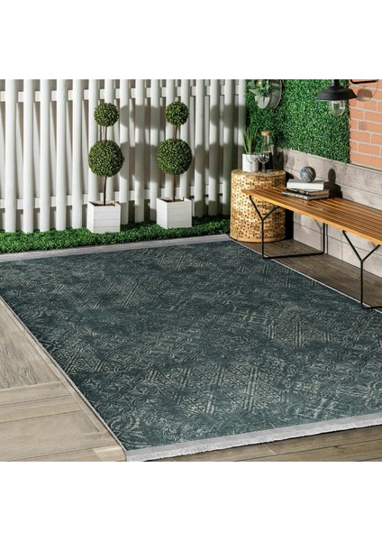 Haki Zeminde Örgü Motifli Kilim Desenli Etnik Motifler Vintage Dijital Baskılı Makinede Yıkanabilir Kaymaz Taban Saçaklı Halı fiyatları