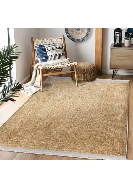 Krem Zeminde Hasır Motifli Geleneksel Desenli Vintage Dış Mekan & Outdoor Yatak Odası Dijital Baskılı Makinede Yıkanabilir Kaymaz Taban Saçaklı Halı modelleri