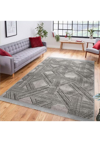 Bej Zeminde Geometrik Motifli Dokuma Desenli Geometrik Dijital Baskılı Makinede Yıkanabilir Kaymaz Taban Saçaklı Halı indirimleri