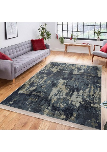 Gri Füme Zeminde Eskitme Motifli Art Sanatsal Desenli Eskitme Motifli Vintage Dijital Baskılı Makinede Yıkanabilir Kaymaz Taban Saçaklı Halı fiyatları