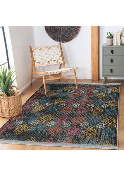 Otantik Zeminde Örme Motifli Kilim Desenli Eskitme Motifli Vintage Dijital Baskılı Makinede Yıkanabilir Kaymaz Taban Saçaklı Halı modelleri