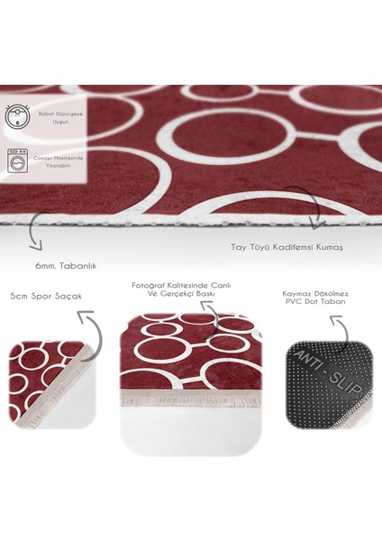 Bordo Zeminde Iskandinav Motifli Ok Desenli Geometrik Klasik Dijital Baskılı Makinede Yıkanabilir Kaymaz Taban Saçaklı Halı fırsatları