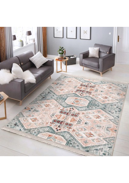 Pastel Zeminde Kanvas Motifli Etnik Desenli Klasik Etnik Motifler Salon & Oturma Odası Yatak Odası Dijital Baskılı Makinede Yıkanabilir Kaymaz Taban Saçaklı Halı fiyatları