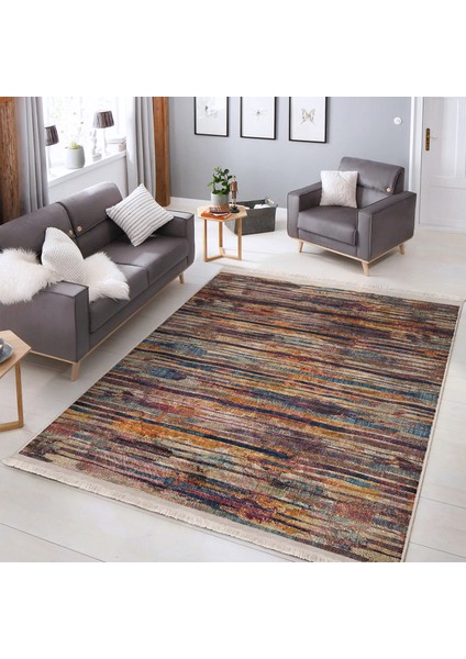 Patchwork Zeminde Örgü Motifli Geleneksel Desenli Vintage Klasik Dijital Baskılı Makinede Yıkanabilir Kaymaz Taban Saçaklı Halı