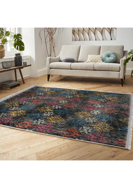 Otantik Zeminde Örme Motifli Kilim Desenli Eskitme Motifli Vintage Dijital Baskılı Makinede Yıkanabilir Kaymaz Taban Saçaklı Halı indirimleri