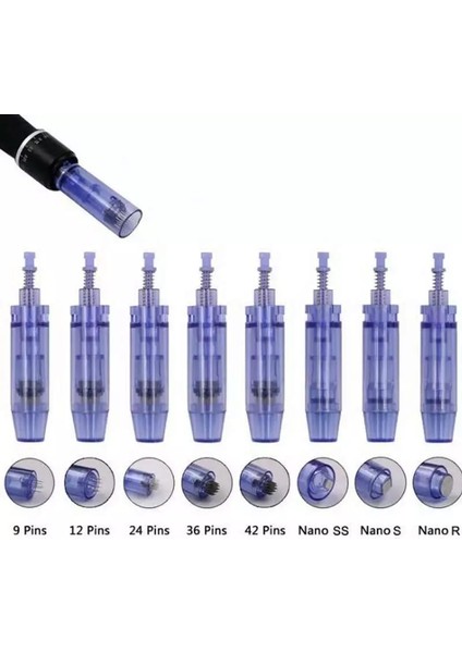 5ADET 12 Pin Dermapen Iğne Kartuşu Mavi Soketli