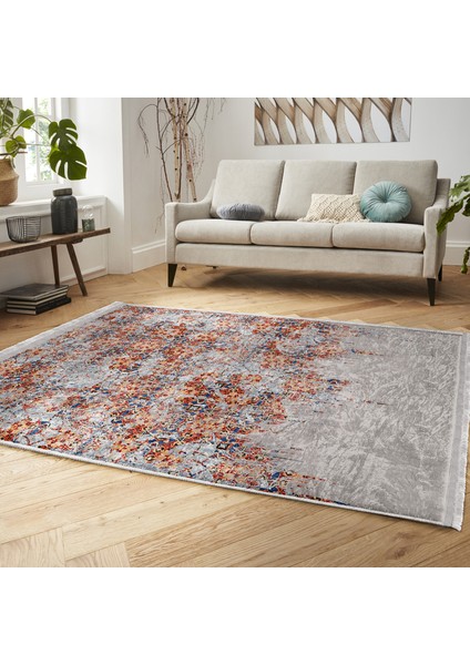Kahverengi - Kırmızı Zeminde Antik Motifli Eskitme Desenli Eskitme Motifli Vintage Dijital Baskılı Makinede Yıkanabilir Kaymaz Taban Saçaklı Halı modelleri