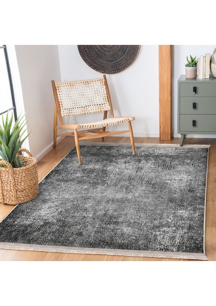 Gri Zeminde Dokuma Halı Motifli Eskitme Desenli Eskitme Motifli Vintage Dijital Baskılı Makinede Yıkanabilir Kaymaz Taban Saçaklı Halı indirimleri