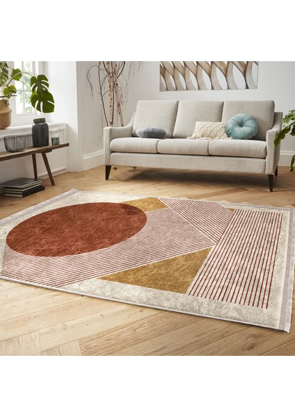 Siyah - Kahverengi Zeminde Tablo Motifli Modern Sanat Desenli Geometrik Bohem Dijital Baskılı Makinede Yıkanabilir Kaymaz Taban Saçaklı Halı fiyatları