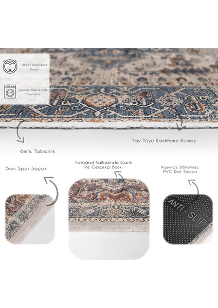 Renkli Zeminde Soyut Motifli Kilim Desenli Eskitme Motifli Avangarde Dijital Baskılı Makinede Yıkanabilir Kaymaz Taban Saçaklı Halı fırsatları