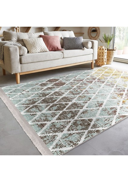 Eskitme Zeminde Geometrik Motifli Klasik Desenli Geometrik Eskitme Motifli Dijital Baskılı Makinede Yıkanabilir Kaymaz Taban Saçaklı Halı modelleri