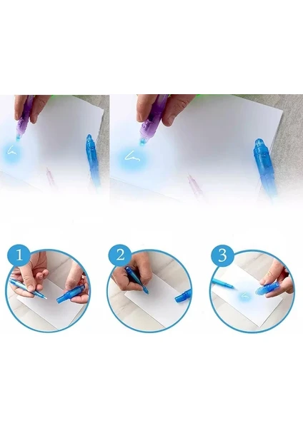 4 Adet Invisible Pen Işıklı Fosforlu Kalem Görünmez Kalem