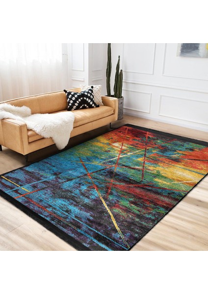 Kanvas Zeminde Yağlı Boya Motifli Modern Sanat Desenli Modern Yatak Odası Dış Mekan & Outdoor Dijital Baskılı Makinede Yıkanabilir Kaymaz Taban Saçaklı Halı indirimleri