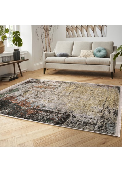 Renkli Zeminde Halı Motifli Modern Desenli Vintage Eskitme Motifli Dijital Baskılı Makinede Yıkanabilir Kaymaz Taban Saçaklı Halı modelleri