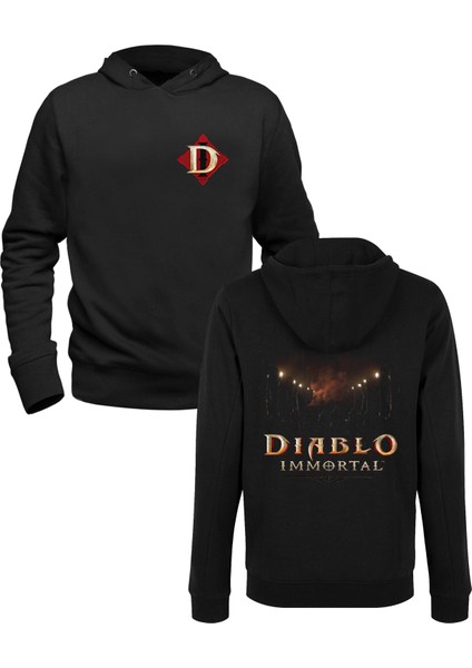 Diablo Immortal Heroes Ön Arka Baskılı Siyah Sweatshirt
