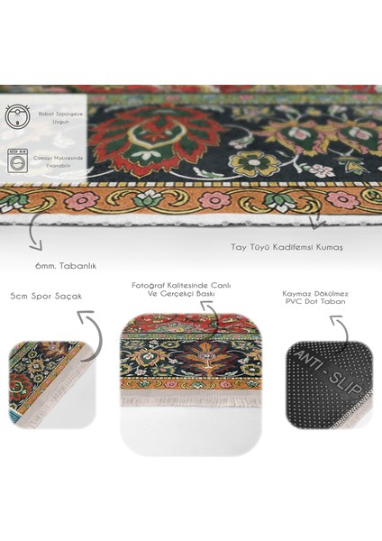 Antika Zeminde Etnik Motifli Kilim Desenli Etnik Motifler Avangarde Dijital Baskılı Makinede Yıkanabilir Kaymaz Taban Saçaklı Halı fırsatları