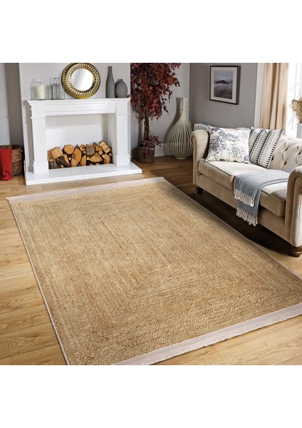 Krem Zeminde Hasır Motifli Geleneksel Desenli Vintage Dış Mekan & Outdoor Yatak Odası Dijital Baskılı Makinede Yıkanabilir Kaymaz Taban Saçaklı Halı indirimleri