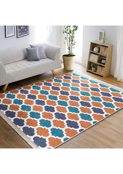 Beyaz Zeminde Morrocan Motifli Ogea Desenli Geometrik Koridor & Antre Banyo Dijital Baskılı Makinede Yıkanabilir Kaymaz Taban Saçaklı Halı fiyatları