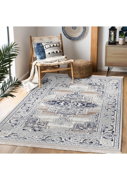 Gri Zeminde Retro Motifli Dokuma Halı Desenli Etnik Motifler Eskitme Motifli Dijital Baskılı Makinede Yıkanabilir Kaymaz Taban Saçaklı Halı modelleri