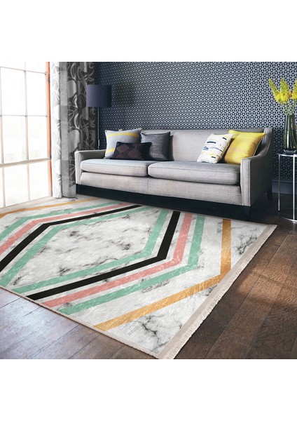 Mermer Zeminde Geometrik Motifli Modern Desenli Geometrik Banyo Salon & Oturma Odası Dijital Baskılı Makinede Yıkanabilir Kaymaz Taban Saçaklı Halı fiyatları
